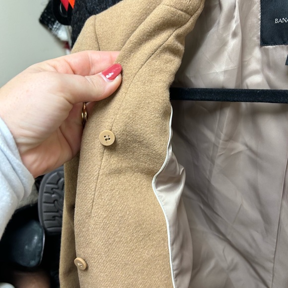 Tan Wool Tie Front Banana Republic Car coat with removable Faux  Fur Collar 6p - Picture 6 of 6